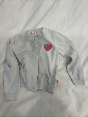 Billieblush White Cardigan with Pink Heart Patch